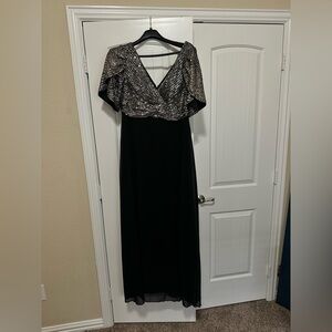 Gala Dress- Elegant Black and Silver Evening Dress